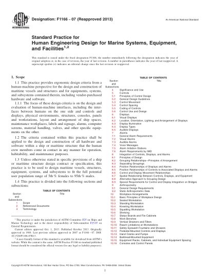 ASTM F1166-2007(2013)Standard Practice for Human Engineering Design for Marine Systems, Equipment, and Facilities