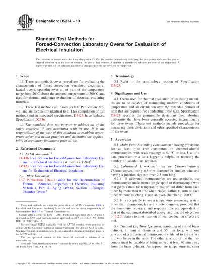 ASTM D5374-2013評(píng)價(jià)電絕緣用壓力對(duì)流實(shí)驗(yàn)室爐的試驗(yàn)方法Standard Test Methods for Forced-Convection Laboratory Ovens for Evaluation of Electrical Insulation