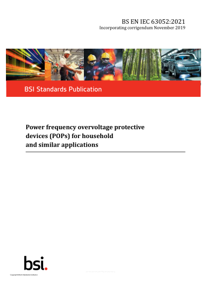 BS EN IEC 63052-2021Power frequency overvoltage protective devices (POPs) for household and similar applications