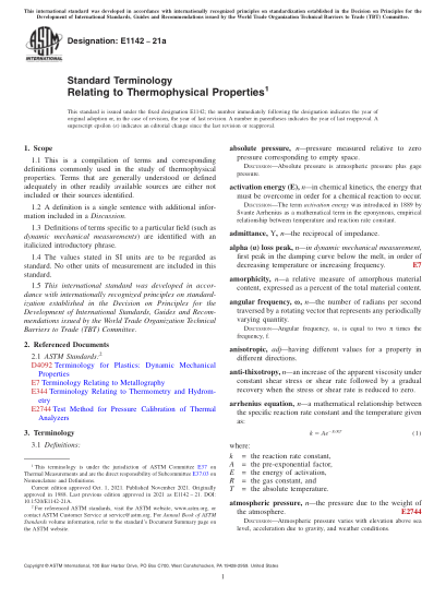ASTM E1142-2021aStandard Terminology Relating to Thermophysical Properties