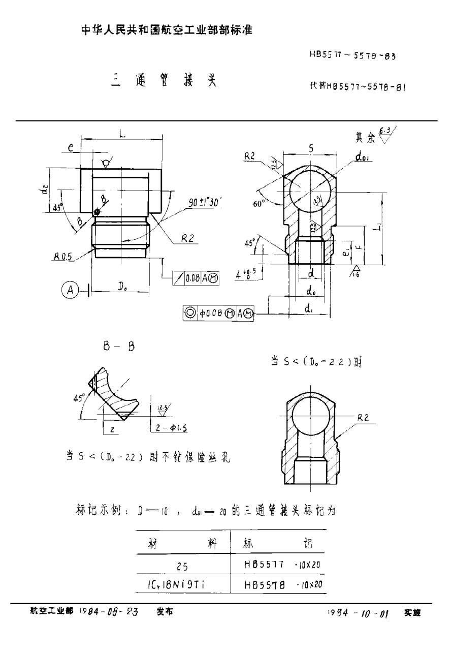 HB 5577-1983三通管接頭