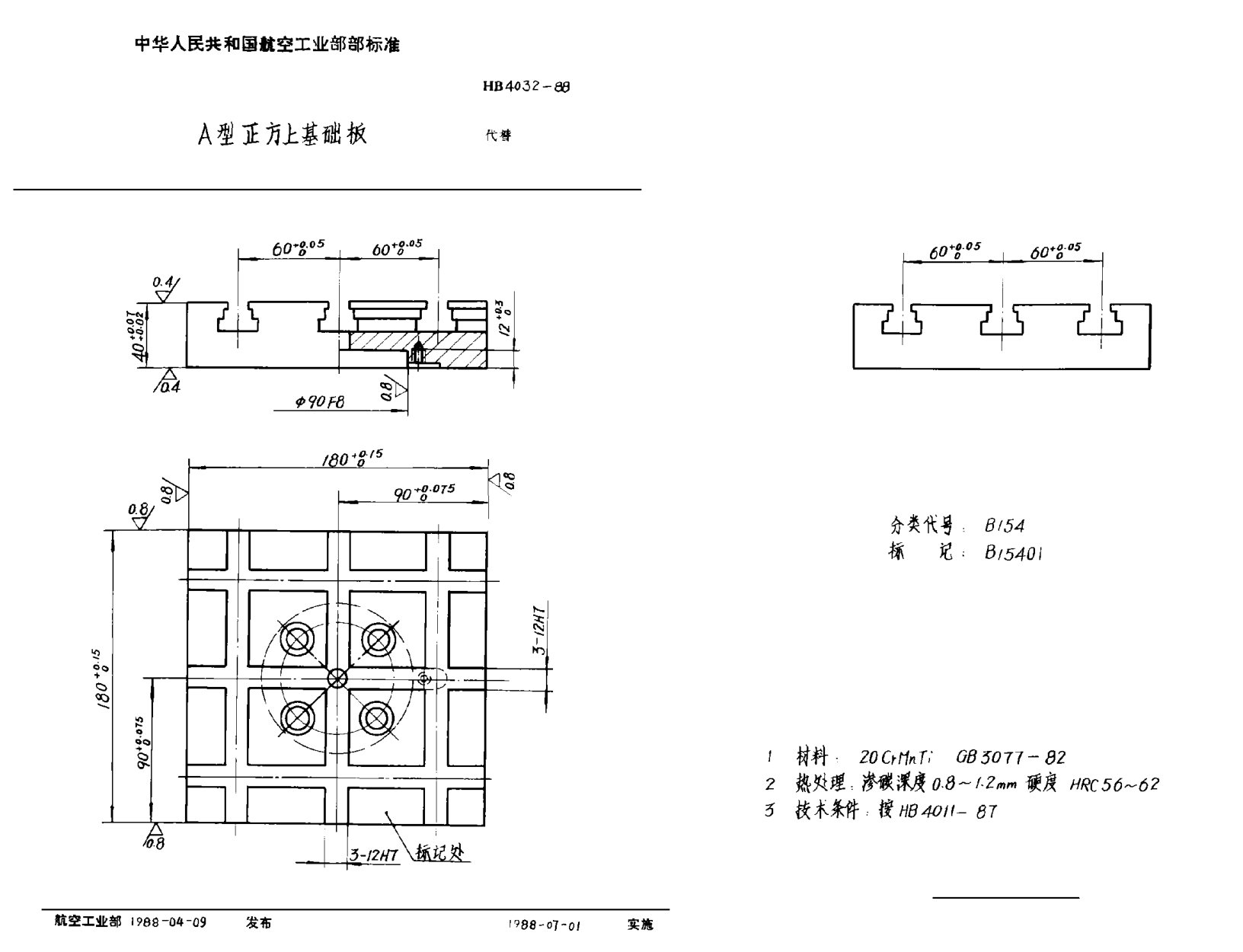 HB 4032-1988Ａ形正方上基礎板