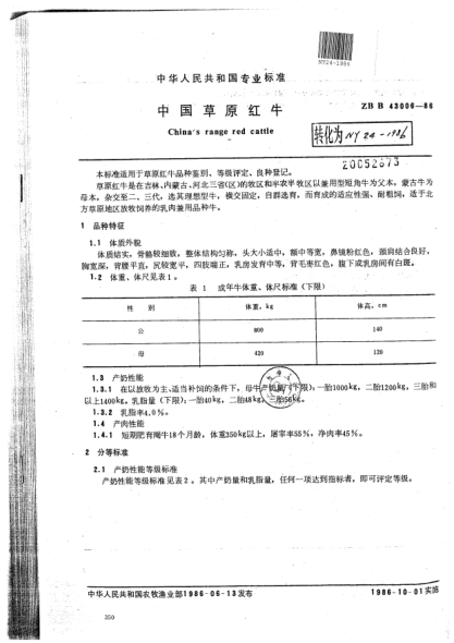 NY 24-1986中國草原紅牛Chinas range red cattle