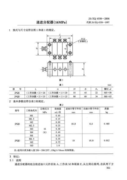 JB/ZQ 4550-2006遞進分配器(16MPa)