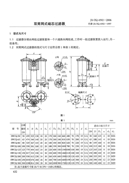 JB/ZQ 4592-2006雙筒網(wǎng)式磁芯過(guò)濾器