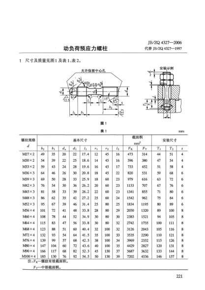 JB/ZQ 4327-2006動(dòng)負(fù)荷預(yù)應(yīng)力螺柱