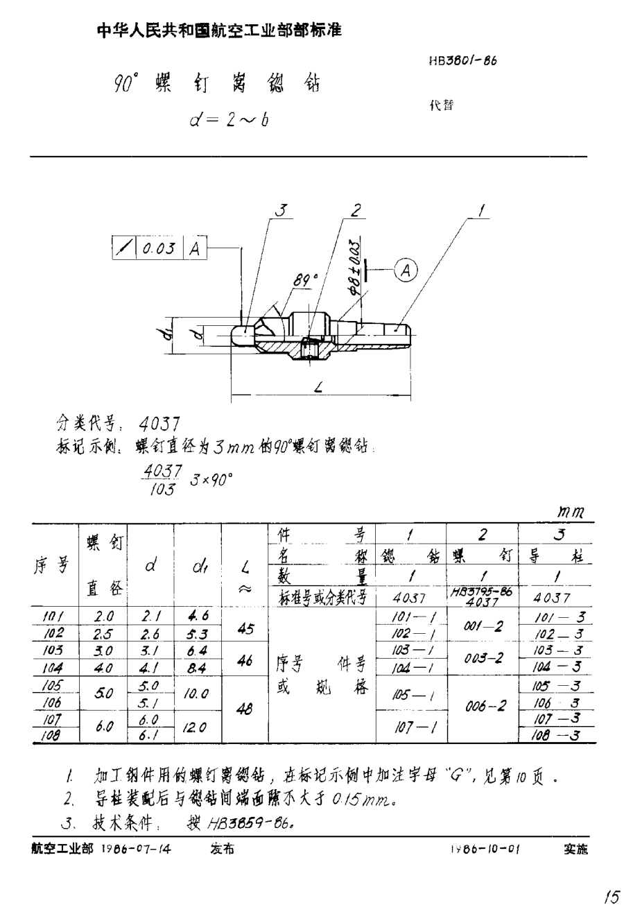 HB 3801-198690°螺釘窩锪鉆 d＝2~6