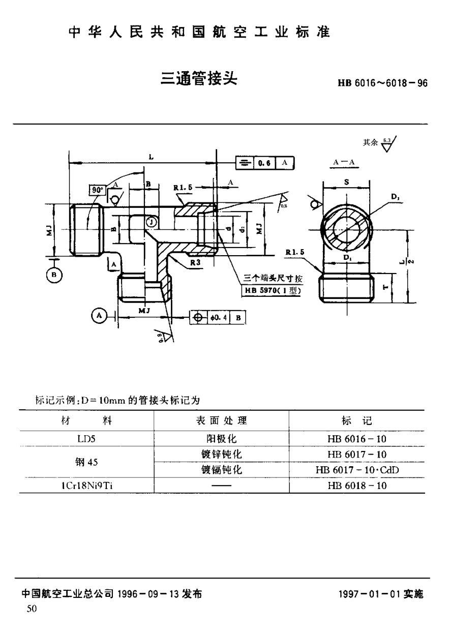 HB 6016-1996三通管接頭