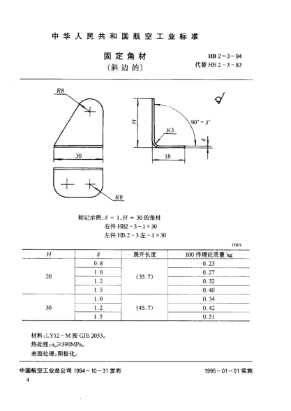 HB 2-3-1994固定角材（斜邊的）