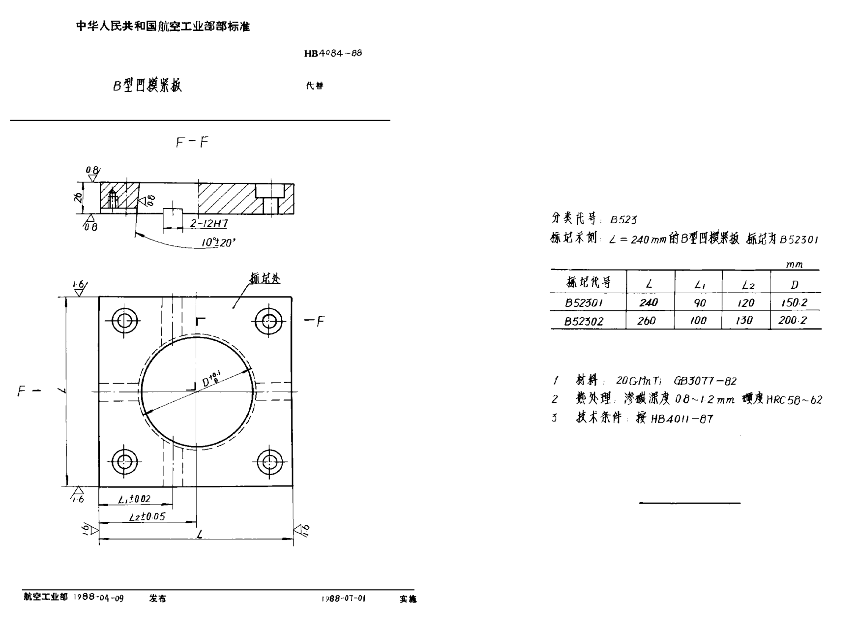 HB 4084-1988Ｂ型凹模緊板