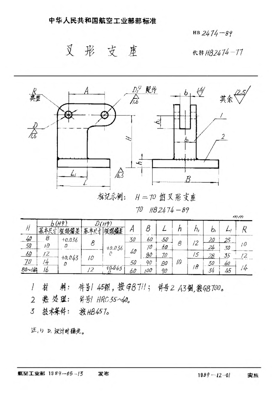 HB 2474-1989叉形支座
