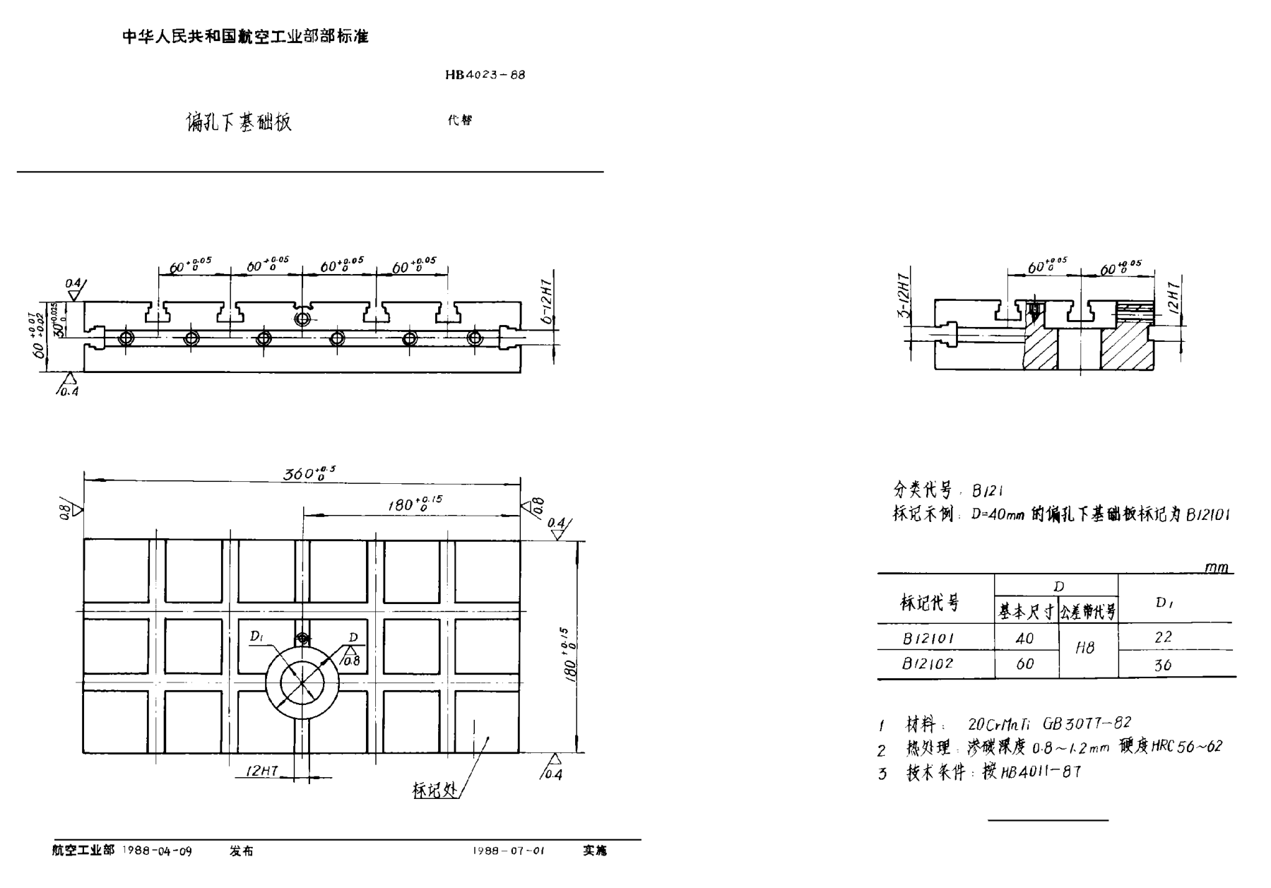 HB 4023-1988偏孔下基礎(chǔ)板