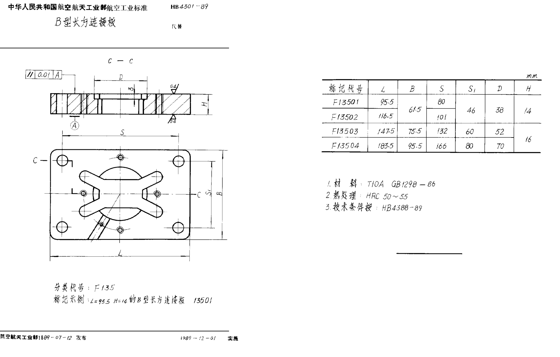 HB 4301-1989Ｂ型長(zhǎng)方連接板