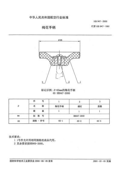 HB 947-2000梅花手柄
