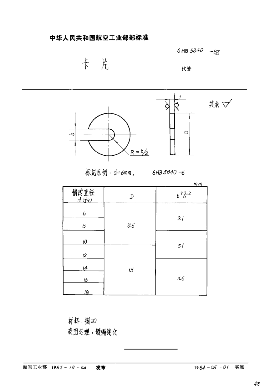HB 5840-1983快速止動銷