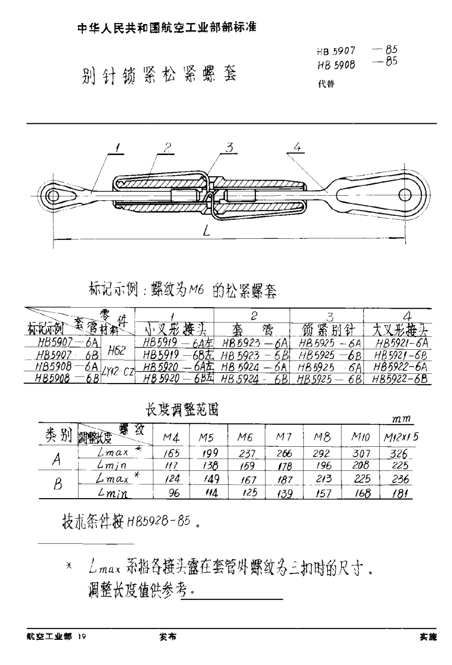 HB 5907-1985別針鎖緊松緊螺套