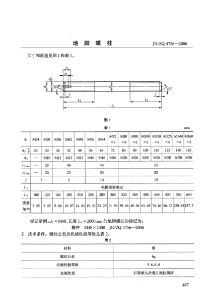 JB/ZQ 4756-2006地腳螺柱