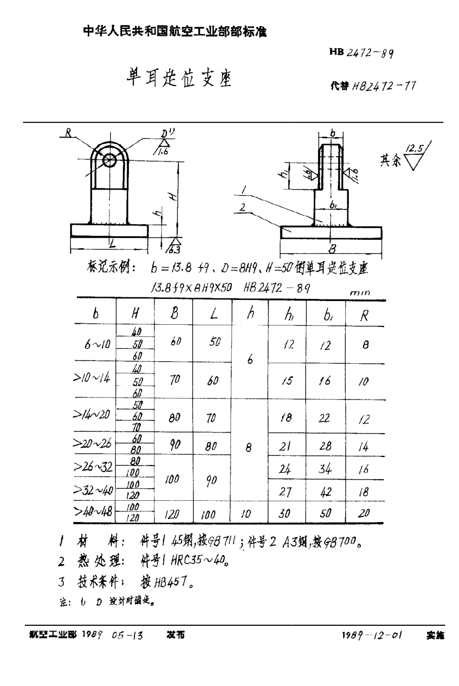 HB 2472-1989單耳定位支座