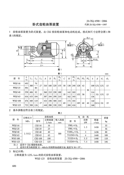 JB/ZQ 4590-2006臥式齒輪油泵裝置