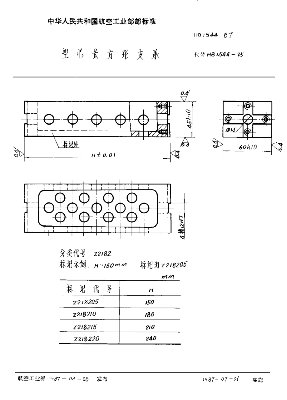 HB 1544-1987空心長方形支承