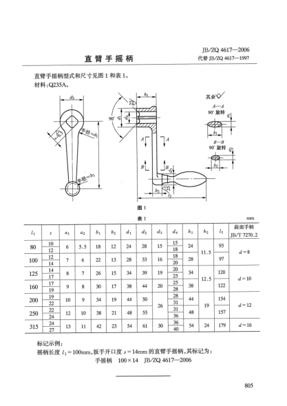 JB/ZQ 4617-2006直臂手搖柄