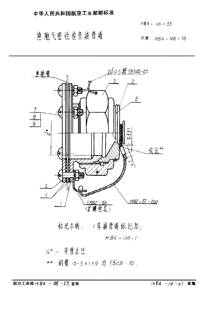 HB 4-106-1983座艙氣密性檢查接管嘴