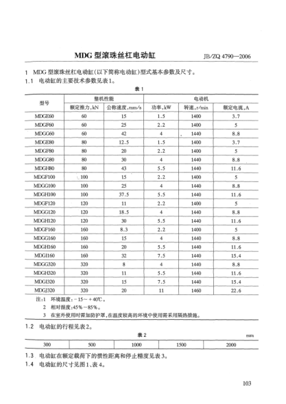 JB/ZQ 4790-2006MDG型滾珠絲杠電動(dòng)缸