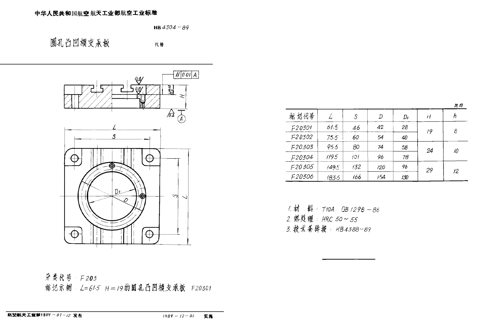 HB 4304-1989圓孔凸凹模支承板