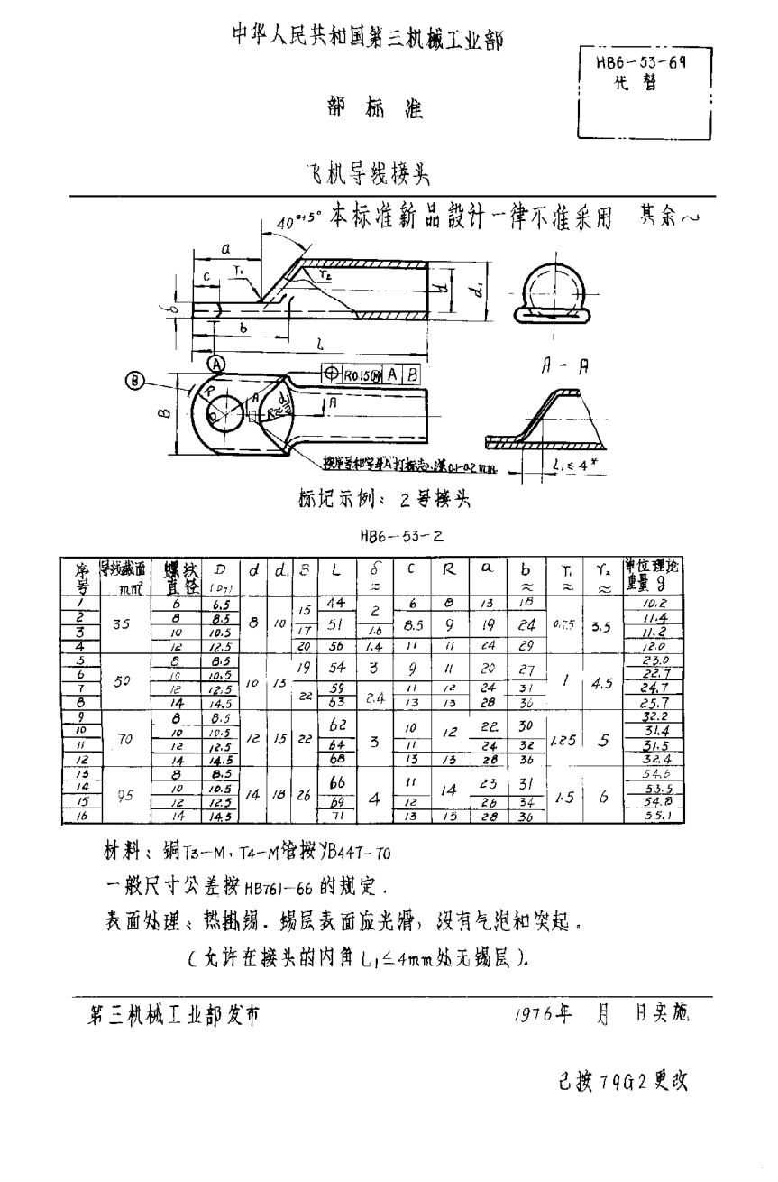 HB 6-53-1969飛機(jī)導(dǎo)線(xiàn)接頭