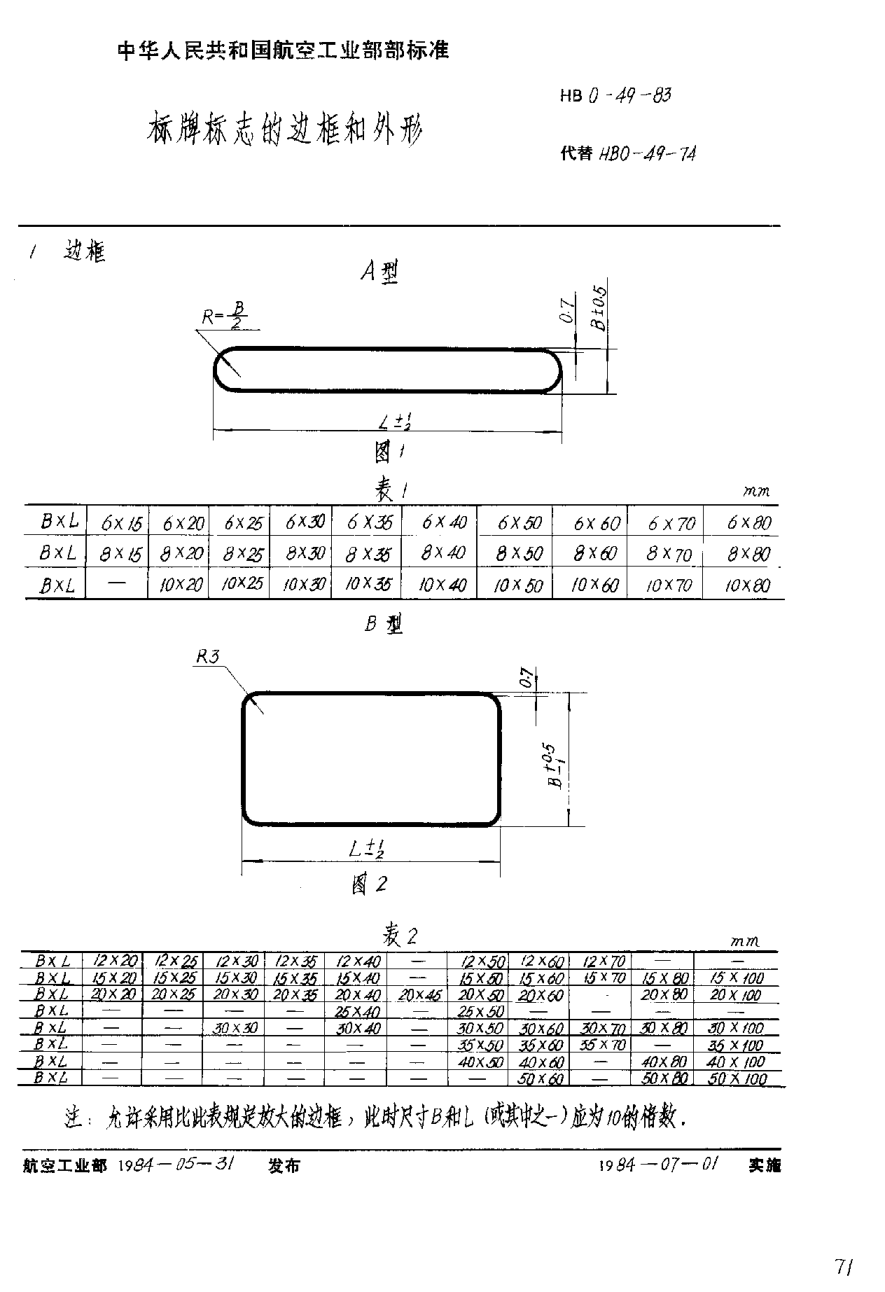 HB 0-49-1983標(biāo)牌標(biāo)志的邊框和外形