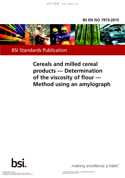 BS EN ISO 7973-2015   Cereals and milled cereal products. Determination of the viscosity of flour. Method using an amylograph
