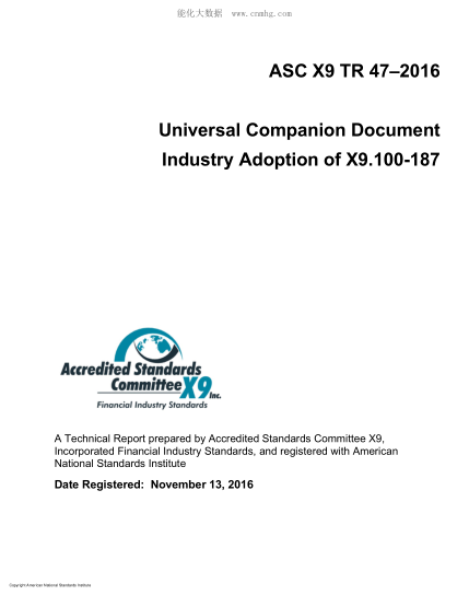 ANSI X9 TR 47-2016  Universal Companion Document Industry Adoption of X9.100-187 (ASCX9)