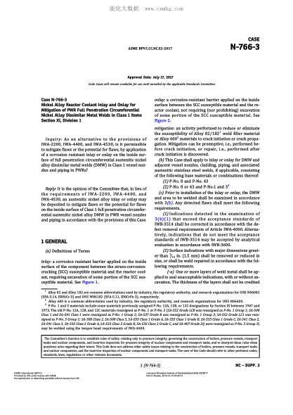 ASME BPVC-CC-NC N-766-3-2017Code Cases N-766-3:Nuclear Components