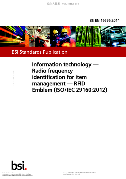 BS EN 16656-2014 Information Technology. Radio Frequency Identification For Item Management. Rfid Emblem