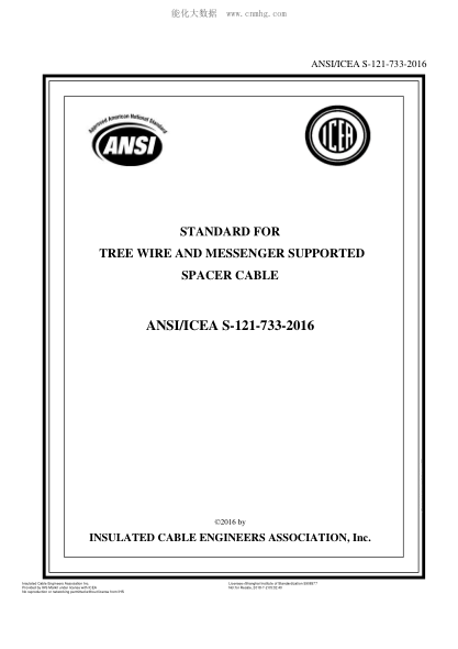 ANSI/ICEA S-121-733-2016  Tree Wire and Messenger Supported Spacer Cable