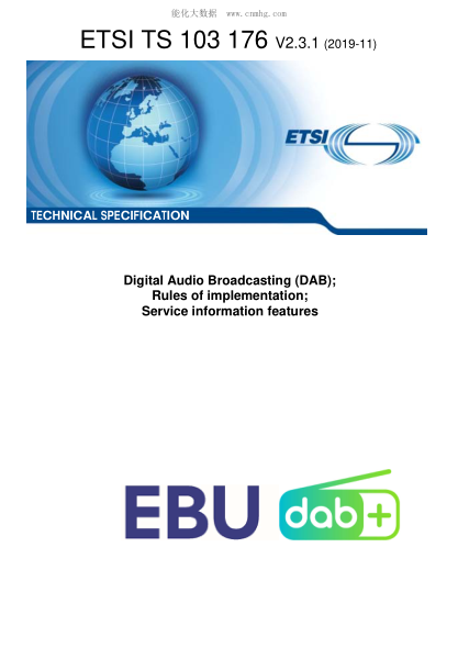 ETSI TS 103 176-2019  Digital Audio Broadcasting (Dab); Rules Of Implementation; Service Information Features