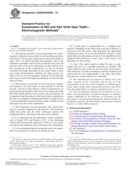 ASTM E2905/E2905M-2019 軋機和干燥爐矢輪齒檢驗規(guī)程--電磁法 Standard Practice for Examination of Mill and Kiln Girth Gear Teeth—Electromagnetic Methods