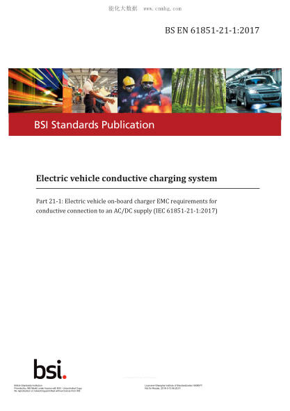 BS EN 61851-21-1-2017   Electric Vehicle Conductive Charging System. Electric Vehicle On-Board Charger Emc Requirements For Conductive Connection To An Ac/Dc Supply