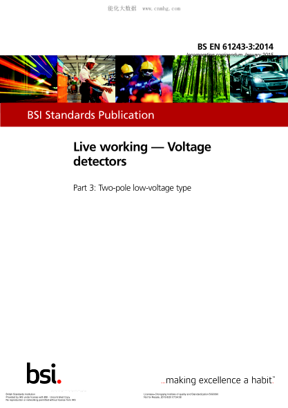 BS EN 61243-3-2014 帶電作業(yè) 電壓檢測器 第3部分:兩級低壓型 Live working. Voltage detectors. Two-pole low-voltage type