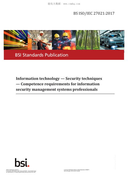 BS ISO/IEC 27021-2017   Information Technology. Security Techniques. Competence Requirements For Information Security Management Systems Professionals