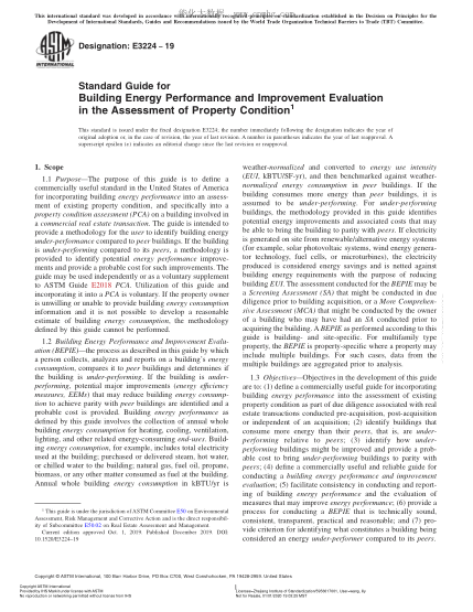 ASTM E3224-2019  Standard Guide for Building Energy Performance and Improvement Evaluation in the Assessment of Property Condition