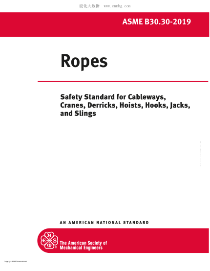 ASME B30.30-2019Safety Standard for Cableways, Cranes, Derricks, Hoists, Hooks, Jacks, and Slings