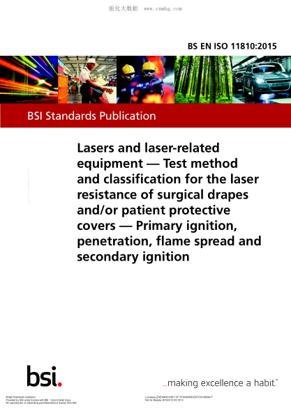 BS EN ISO 11810-2015 激光和相關(guān)激光設(shè)備 手術(shù)單和/或病人防護(hù)覆蓋物抗激光試驗(yàn)方法和分類 初級(jí)點(diǎn)燃、穿透、火焰蔓延和次級(jí)點(diǎn)燃 Lasers and laser-related equipment. Test method and classification for the laser resistance of surgical drapes and/or patient protective covers. Primary ignition, penetration, flame
