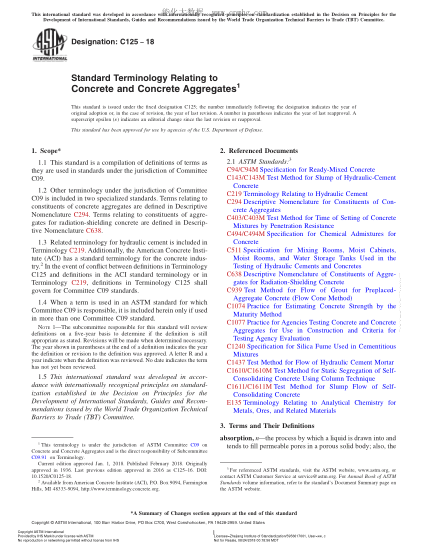 ASTM C125-2018 有關(guān)混凝土和混凝土集料的術(shù)語(yǔ) Standard Terminology Relating to Concrete and Concrete Aggregates