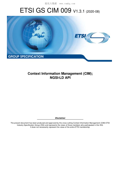 ETSI GS CIM 009/2-2020  Context Information Management (Cim); Ngsi-Ld Api