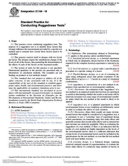 ASTM E1169-2018  Standard Practice for Conducting Ruggedness Tests