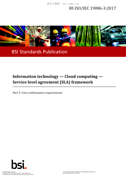 BS ISO/IEC 19086-3-2017   Information Technology. Cloud Computing. Service Level Agreement (Sla) Framework. Core Conformance Requirements