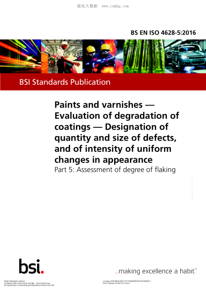 BS EN ISO 4628-5-2016 色漆和清漆 漆膜降解的評定 缺陷的量值和大小以及外觀均勻變化強度的規(guī)定 剝落等級的評定 Paints and varnishes. Evaluation of degradation of coatings. Designation of quantity and size of defects, and of intensity of uniform changes in appearance. Assessment of degree of flaking