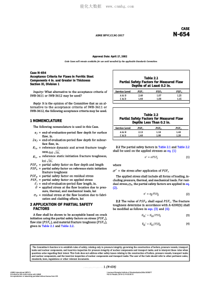 ASME BPVC-CC-NC N-654-2017  Code Cases N-654:Nuclear Components
