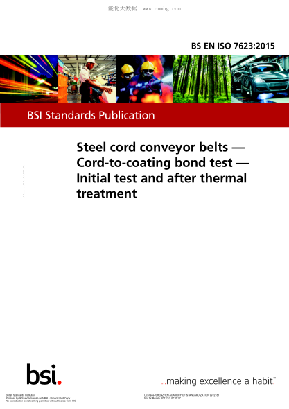 BS EN ISO 7623-2015 鋼絲繩芯輸送帶 繩與包覆膠粘合試驗 原始狀態(tài)下和熱老化后試驗 Steel cord conveyor belts. Cord-to-coating bond test. Initial test and after thermal treatment